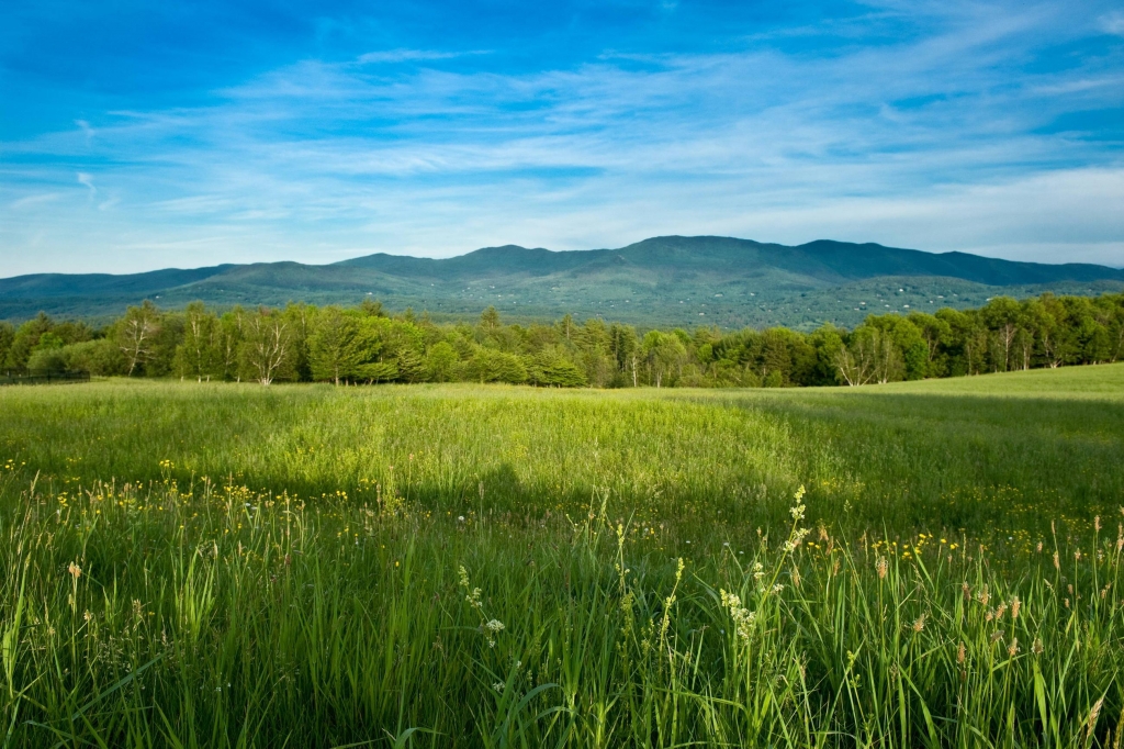 Mountains across a meadow in Stowe, VT. - Beautiful places. Best places ...