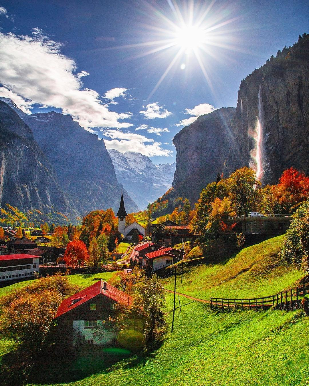 Village of Lauterbrunnen in Switzerland - Beautiful places. Best places